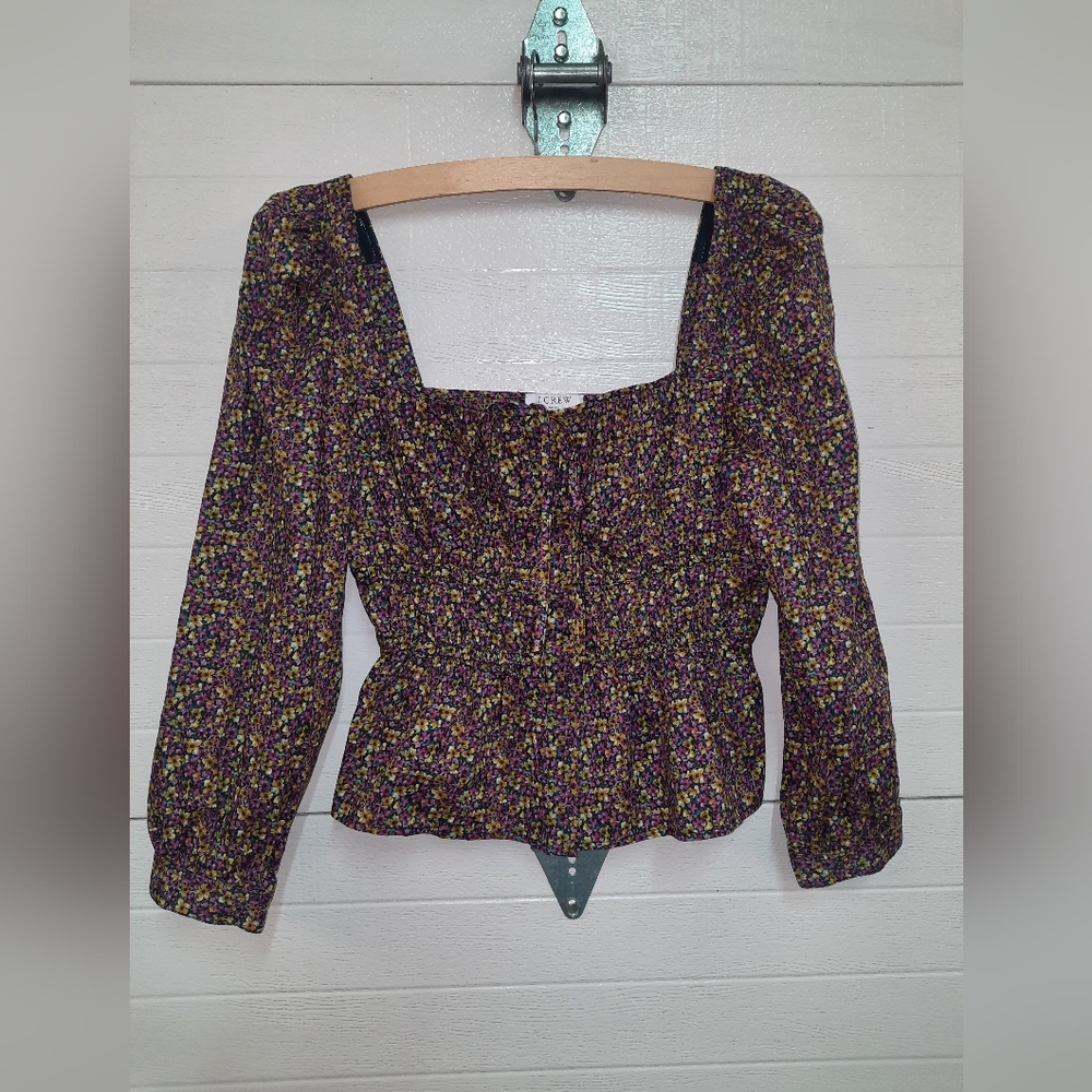 J. Crew Liberty Gabrics Cinched Waist Floral Top